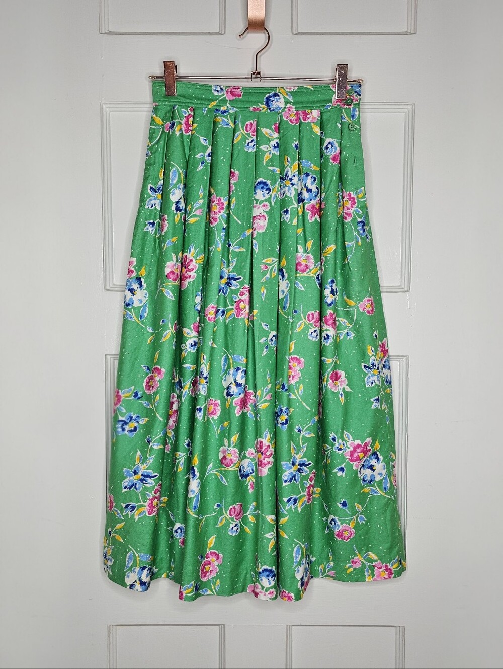 VTG 80s Floral Pleated Midi Skirt